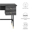 Modway Nexus Metal Tubular Frame Home Office Desk in Black Charcoal/Gold