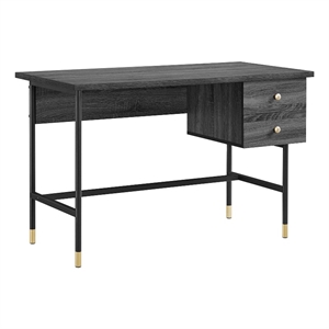 Modway Nexus Metal Tubular Frame Home Office Desk in Black Charcoal/Gold