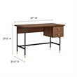 Modway Nexus Metal & Wood Office Desk with Two Drawers in Black/Walnut