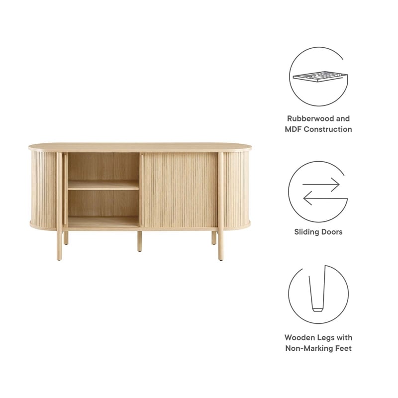Modway Cadence Modern Wood Sideboard with Open Shelving in Oak