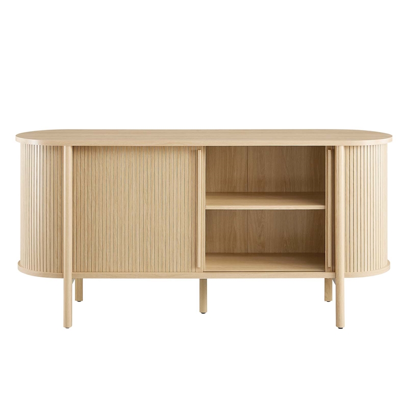 Modway Cadence Modern Wood Sideboard with Open Shelving in Oak