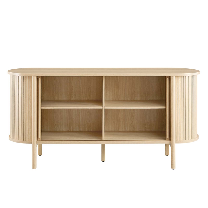 Modway Cadence Modern Wood Sideboard with Open Shelving in Oak