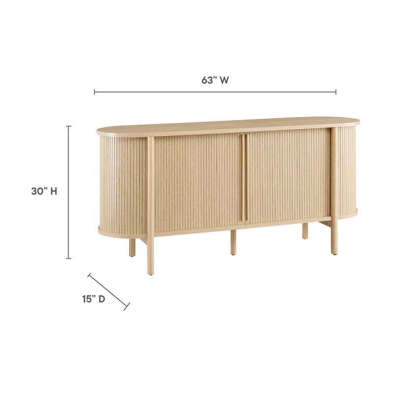 Modway Cadence Modern Wood Sideboard with Open Shelving in Oak