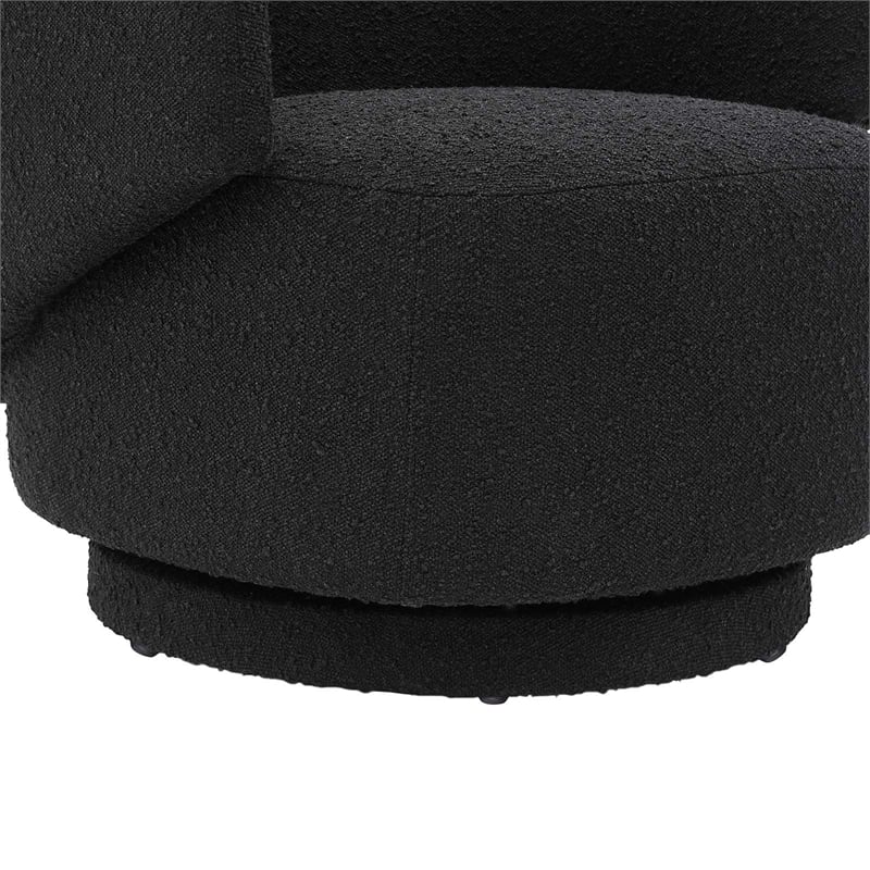 Modway Celestia Upholstered Modern Boucle Fabric Swivel Chair in Black