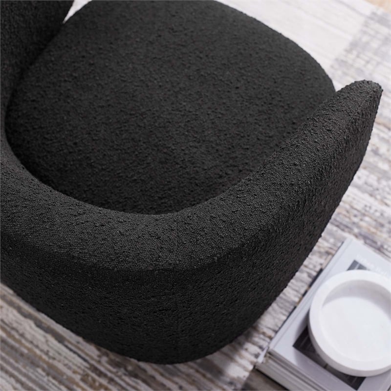 Modway Celestia Upholstered Modern Boucle Fabric Swivel Chair in Black