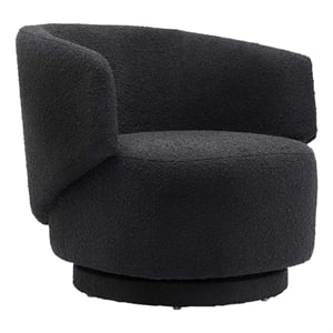 Modway Celestia Upholstered Modern Boucle Fabric Swivel Chair in Black