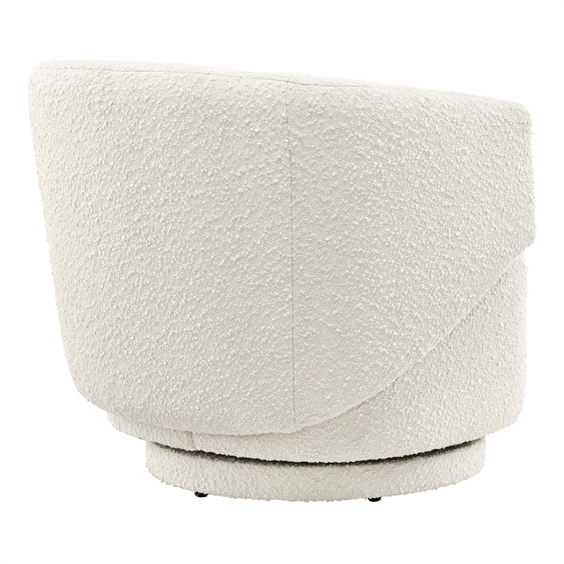 Modway Celestia Swivel Upholstered Modern Boucle Fabric Chair in Ivory