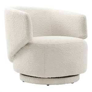 Modway Celestia Swivel Upholstered Modern Boucle Fabric Chair in Ivory