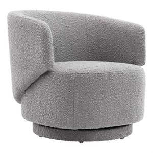 Modway Celestia Upholstered Modern Boucle Fabric Swivel Chair in Light Gray