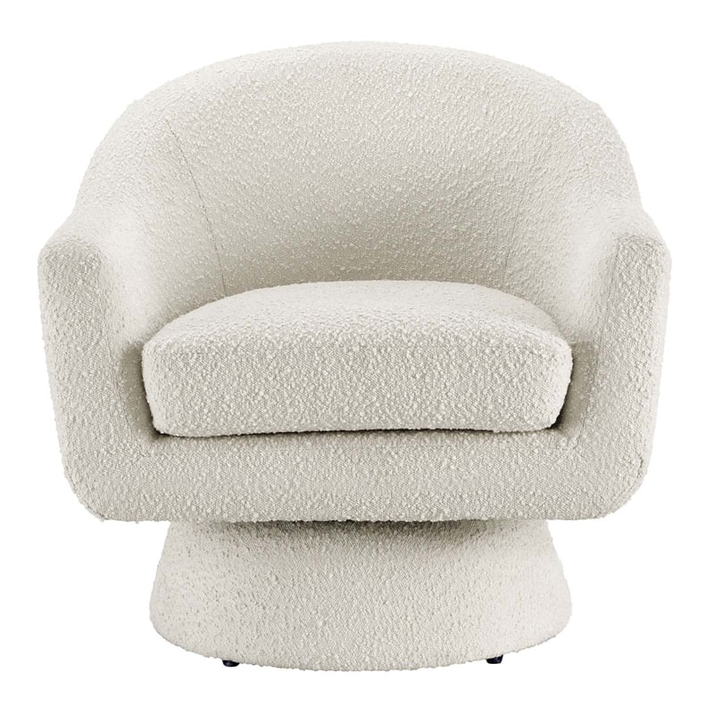 Modway Astral Upholstered Modern Boucle Fabric Swivel Chair in Ivory