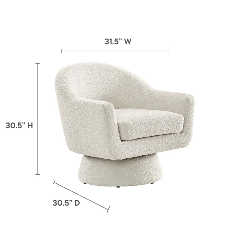 Modway Astral Upholstered Modern Boucle Fabric Swivel Chair in Ivory