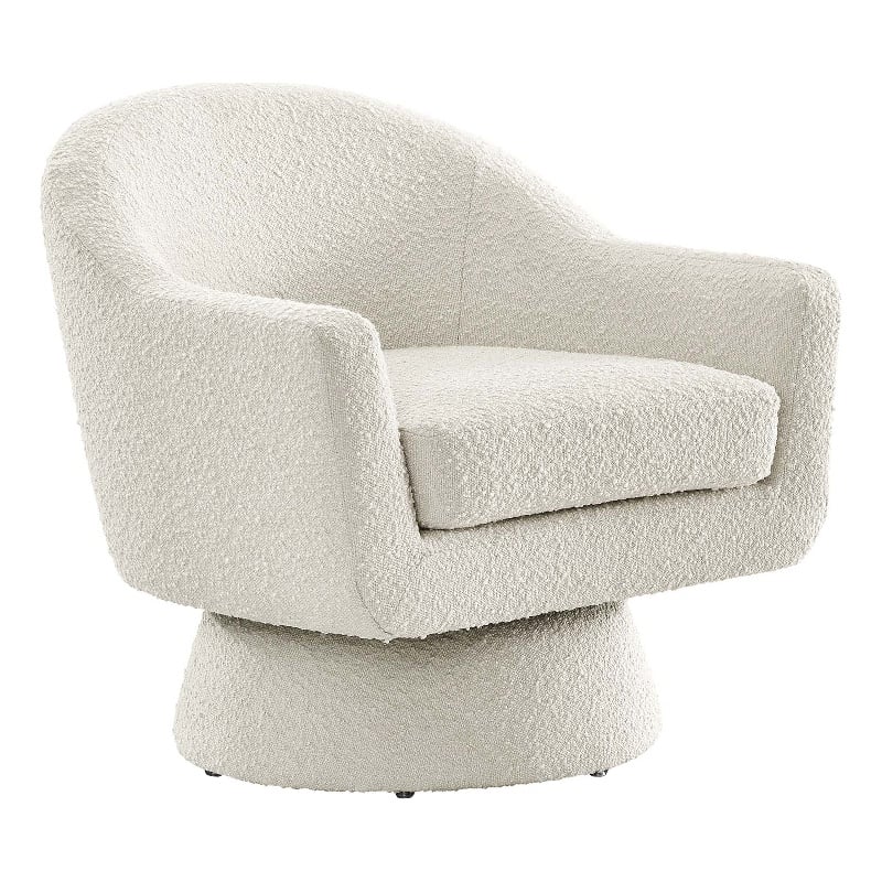 Modway Astral Upholstered Modern Boucle Fabric Swivel Chair in Ivory