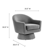 Modway Astral Upholstered Modern Velvet Fabric & Wood Swivel Chair in Gray