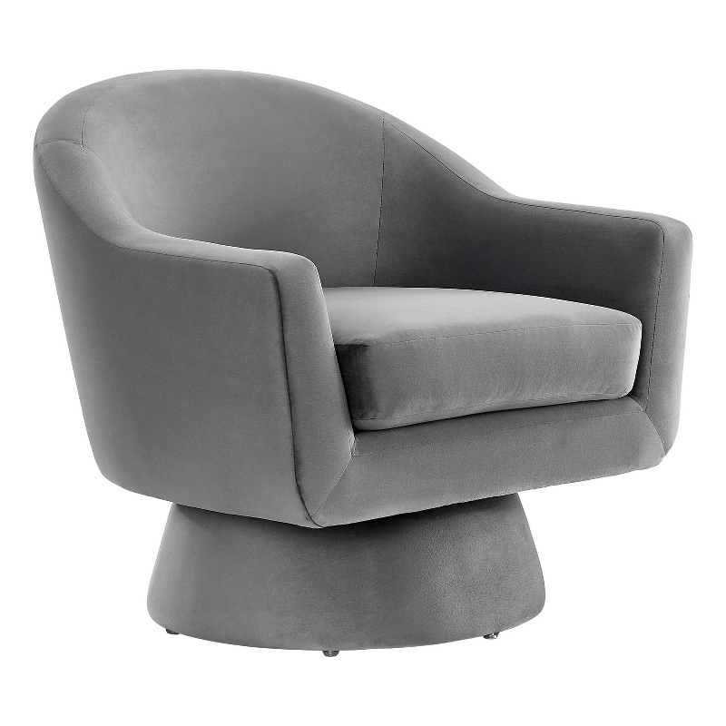 Modway Astral Upholstered Modern Velvet Fabric & Wood Swivel Chair in Gray