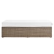 Modway Convene Outdoor Rectangle Synthetic Rattan Ottoman in Cappuccino/White