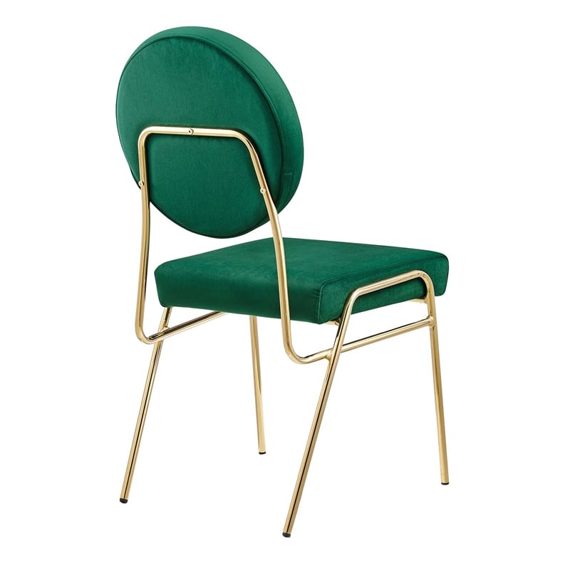 Modway Craft Performance Velvet Upholstered Side Dining Chair in Gold Green