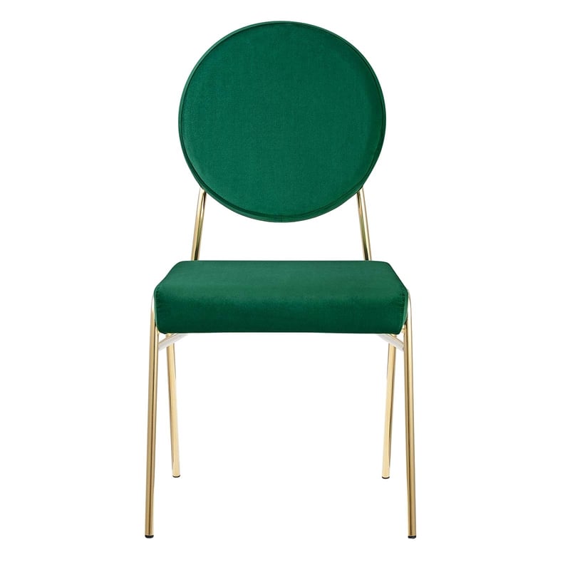 Modway Craft Performance Velvet Upholstered Side Dining Chair in Gold Green