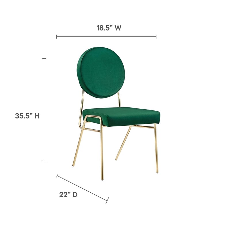 Modway Craft Performance Velvet Upholstered Side Dining Chair in Gold Green