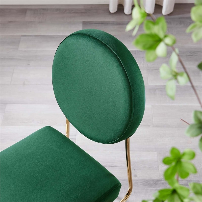 Modway Craft Performance Velvet Upholstered Side Dining Chair in Gold Green