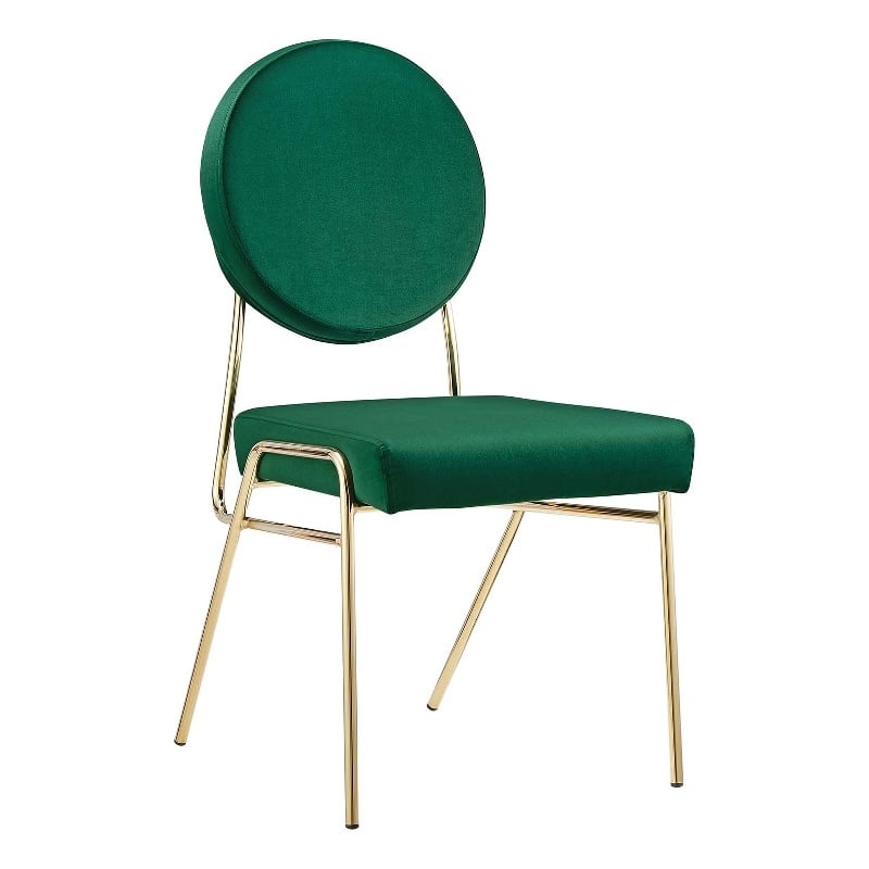Modway Craft Performance Velvet Upholstered Side Dining Chair in Gold Green