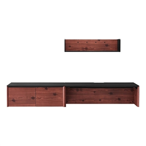 Kinetic 49&quot Wall-Mount Office Desk With Cabinet and Shelf in Black Cherry