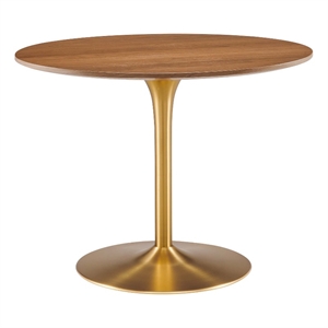 Modway Pursuit 40&quot Engineered Wood Top Dining Table in Walnut Gold