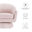 Astral Performance Velvet Fabric and Wood Swivel Chair in Pink