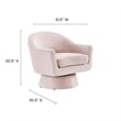 Astral Performance Velvet Fabric and Wood Swivel Chair in Pink