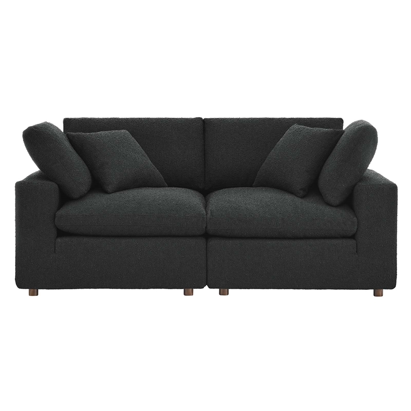 Modway Commix Down Filled Overstuffed Boucle Fabric Loveseat in Black
