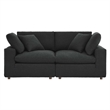 Modway Commix Down Filled Overstuffed Boucle Fabric Loveseat in Black