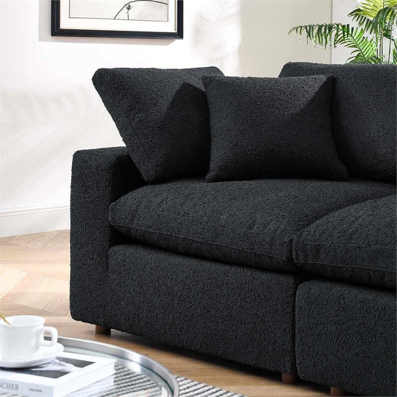 Modway Commix Down Filled Overstuffed Boucle Fabric Loveseat in Black