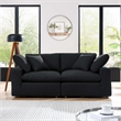 Modway Commix Down Filled Overstuffed Boucle Fabric Loveseat in Black