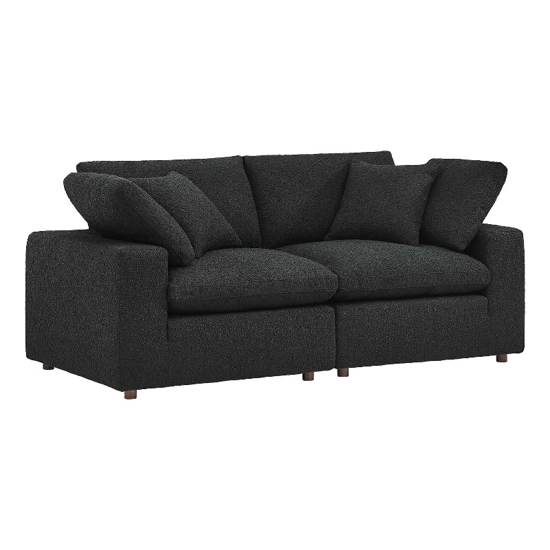 Modway Commix Down Filled Overstuffed Boucle Fabric Loveseat in Black