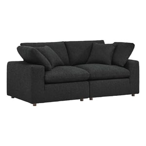 Modway Commix Down Filled Overstuffed Boucle Fabric Loveseat in Black