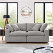 Commix Down Filled Overstuffed Boucle Fabric Loveseat in Light Gray
