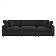 Commix Down Filled Overstuffed Boucle Fabric 3-Seater Sofa in Black
