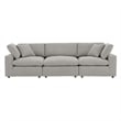 Commix Down Filled Overstuffed Boucle Fabric 3-Seater Sofa in Light Gray