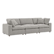 Commix Down Filled Overstuffed Boucle Fabric 3-Seater Sofa in Light Gray