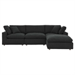Commix Down Filled Overstuffed Boucle Fabric 4-Piece Sectional Sofa in Black