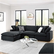 Commix Down Filled Overstuffed Boucle Fabric 4-Piece Sectional Sofa in Black