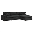 Commix Down Filled Overstuffed Boucle Fabric 4-Piece Sectional Sofa in Black