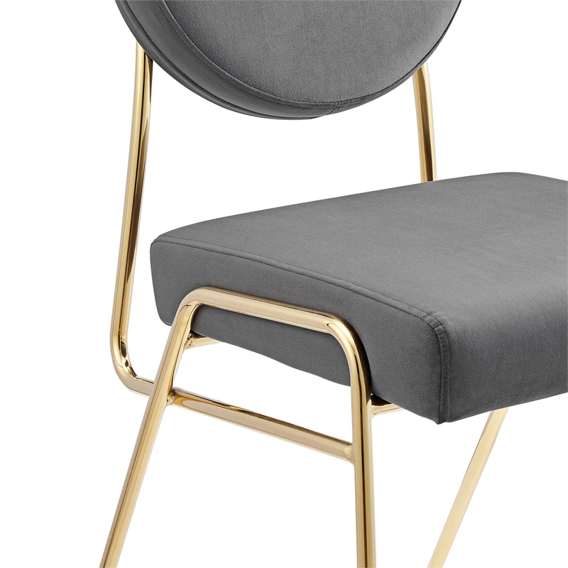 Craft Performance Velvet Dining Side Chair in Gold Gray