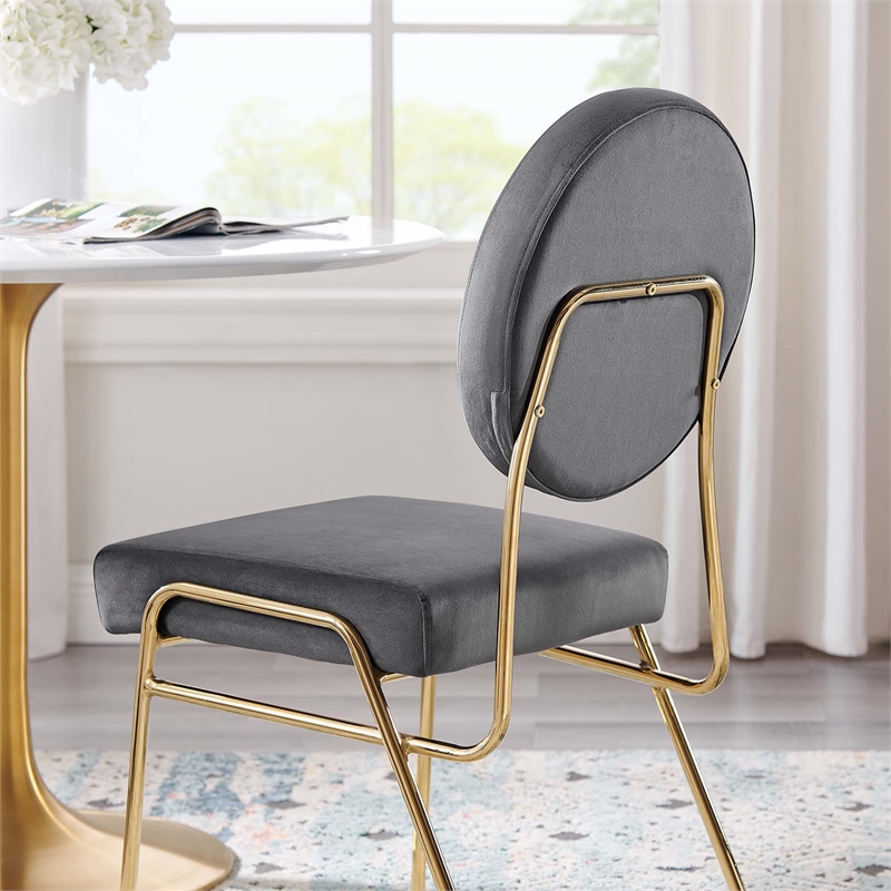 Craft Performance Velvet Dining Side Chair in Gold Gray