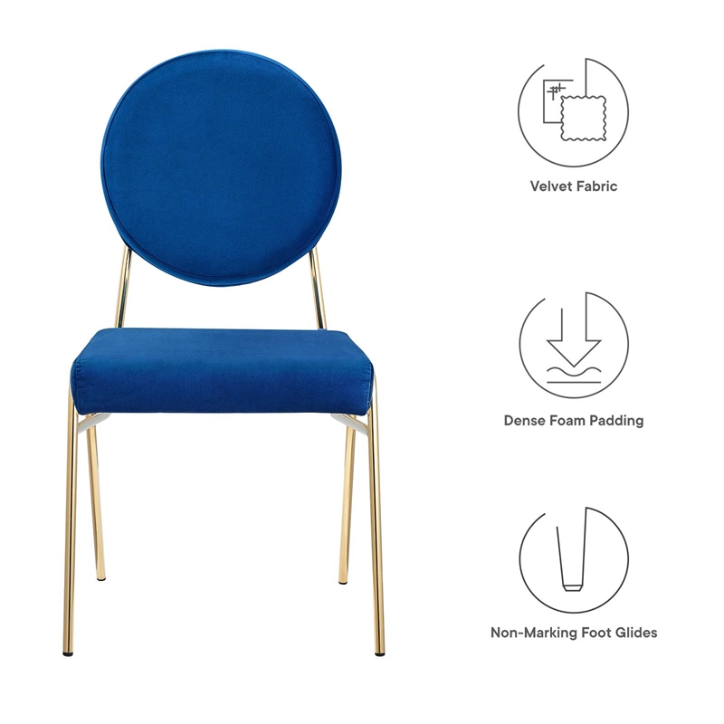 Craft Performance Velvet Dining Side Chair in Gold Navy