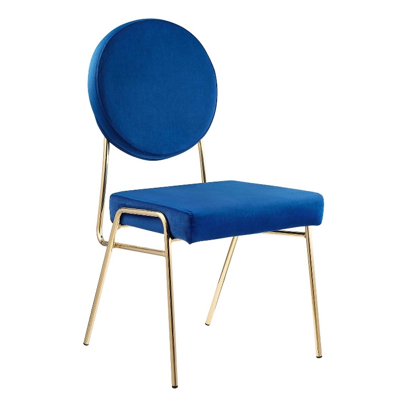 Craft Performance Velvet Dining Side Chair in Gold Navy
