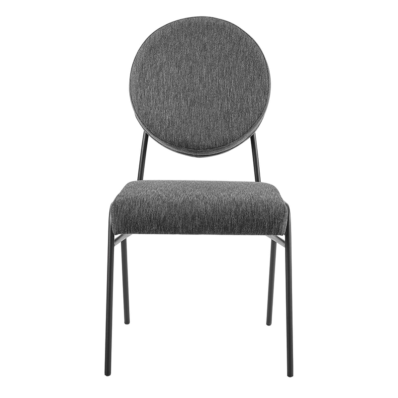 Craft Upholstered Fabric Dining Side Chairs in Black Charcoal