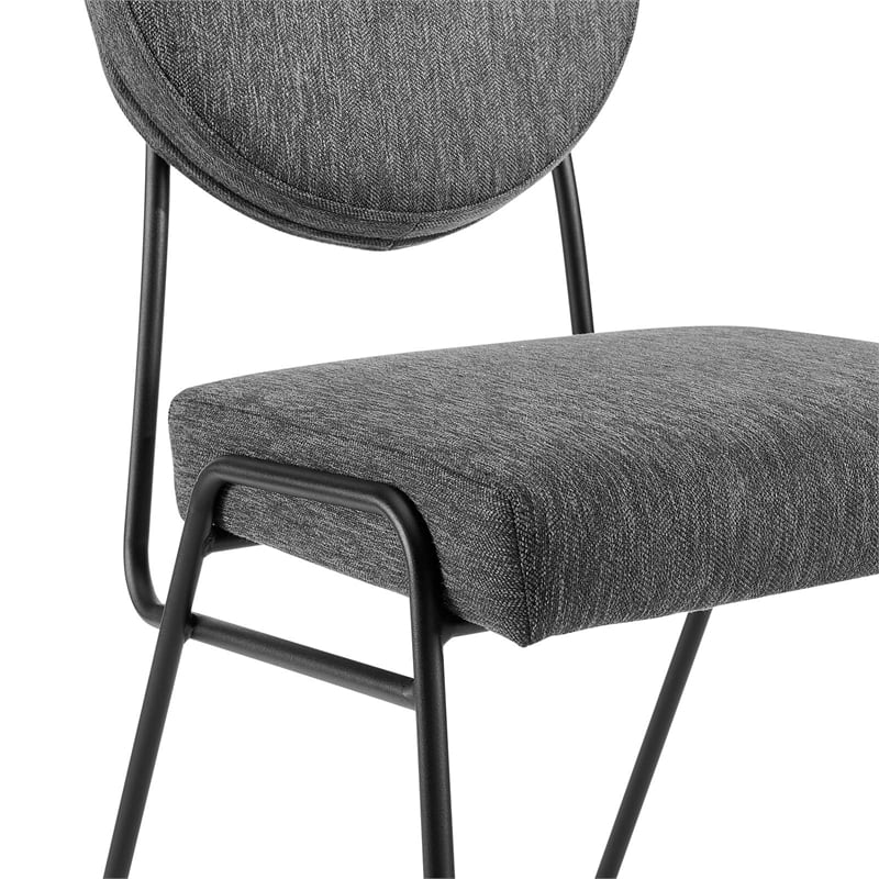 Craft Upholstered Fabric Dining Side Chairs in Black Charcoal