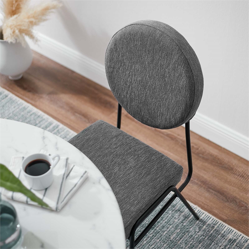 Craft Upholstered Fabric Dining Side Chairs in Black Charcoal