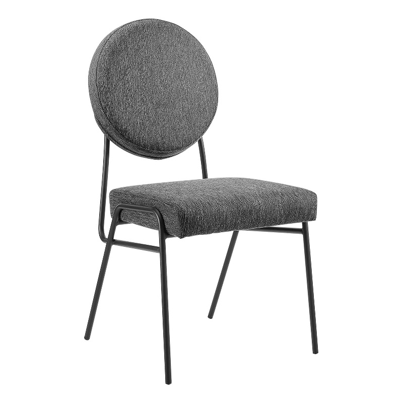 Craft Upholstered Fabric Dining Side Chairs in Black Charcoal