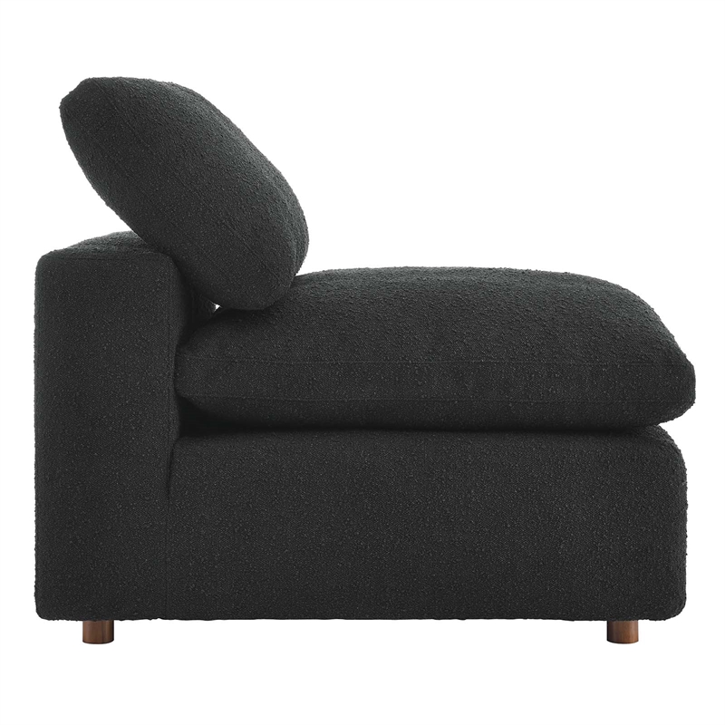 Commix Down Filled Overstuffed Boucle Fabric Armless Chair in Black